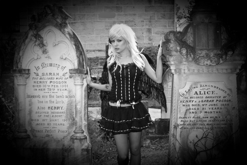 Female model photo shoot of Kylie-Jade by Model Photographic in Cemetary