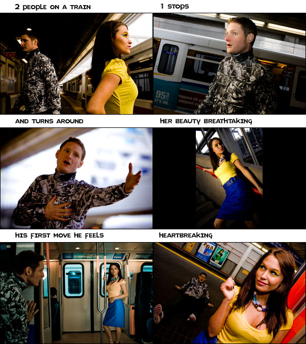 Male and Female model photo shoot of Alan PhotoG and Teisha-Leigh in Vancouver Skytrain, makeup by Danielle Benton
