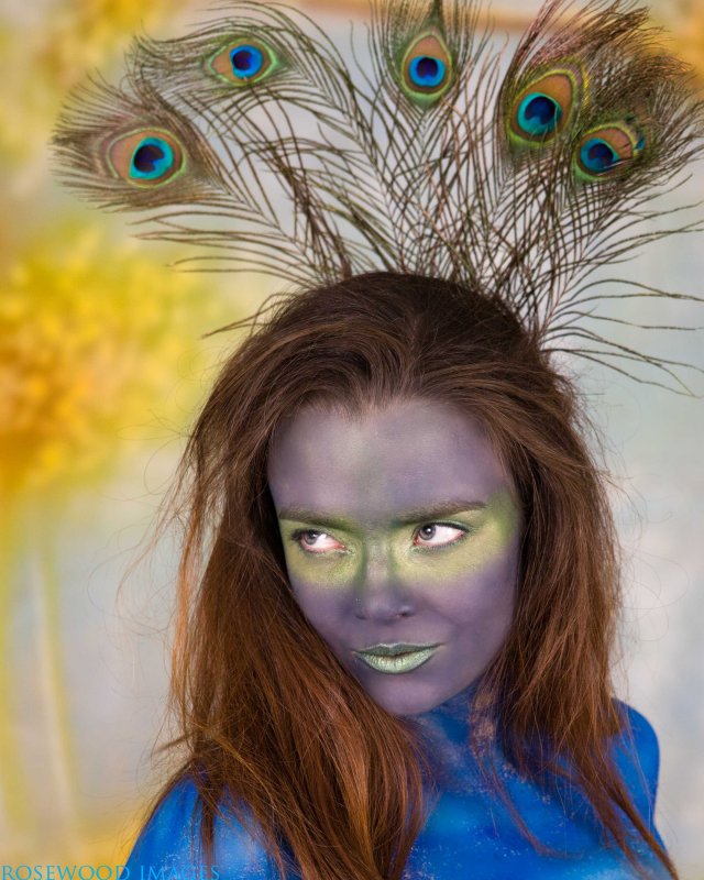 Female model photo shoot of Partly Pixie by Rosewood Images in Book Cliff Photography, Salt Lake City, Ut, body painted by Extreme Body Art