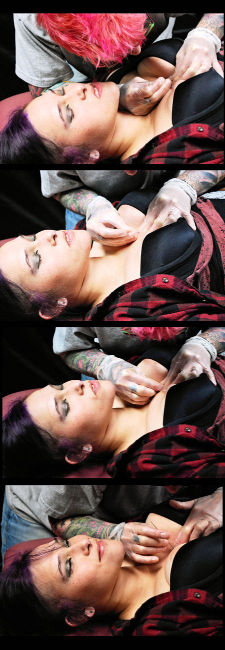 Female model photo shoot of Aurra Skitten in rare breed tattoo and piercing burlington, nc