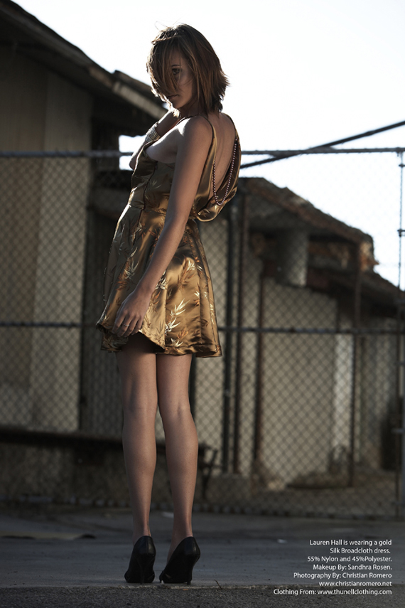 Female model photo shoot of Thunell Clothing and Lauren_Hall by Christian Romero in El Segundo, makeup by Sandhra Rosen
