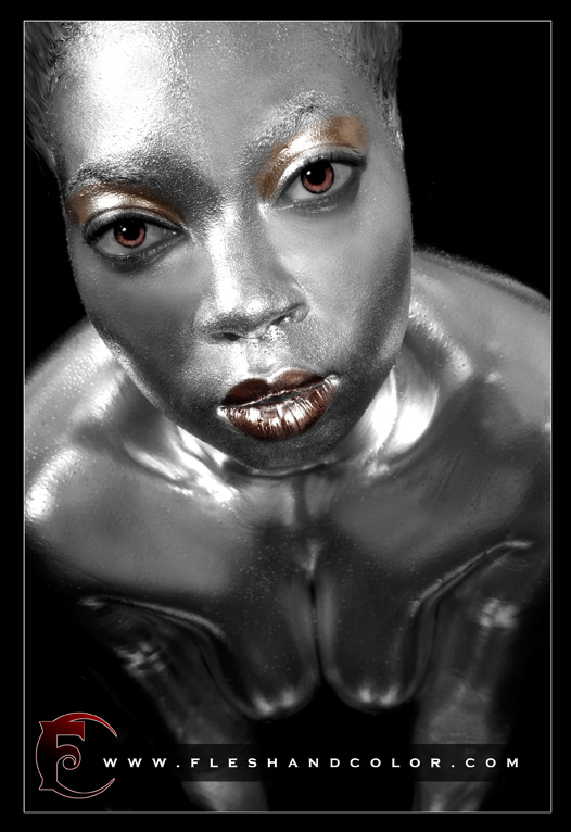 Female model photo shoot of Dnudes, body painted by FleshandColor