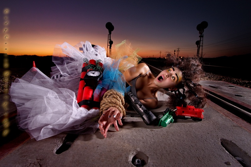 Female model photo shoot of Burgandi Trejo Phoenix by cody conrad in RR Traxx, makeup by G.F. GOOD