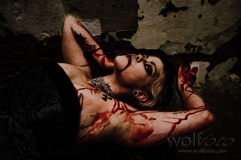 Male and Female model photo shoot of Wolffoto and Variable in Eastern State Penitentiary