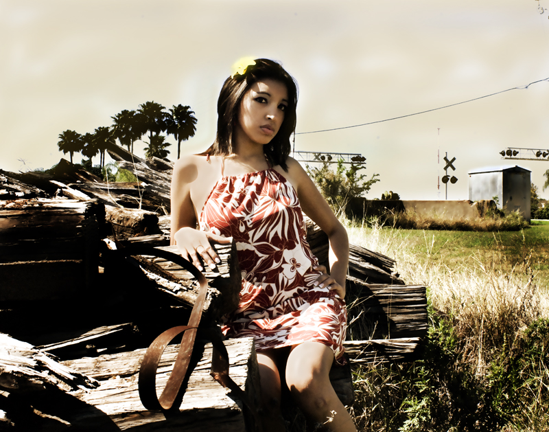 Male and Female model photo shoot of Aaron Photography and Christina Hernandez 2 in The Rail Roads