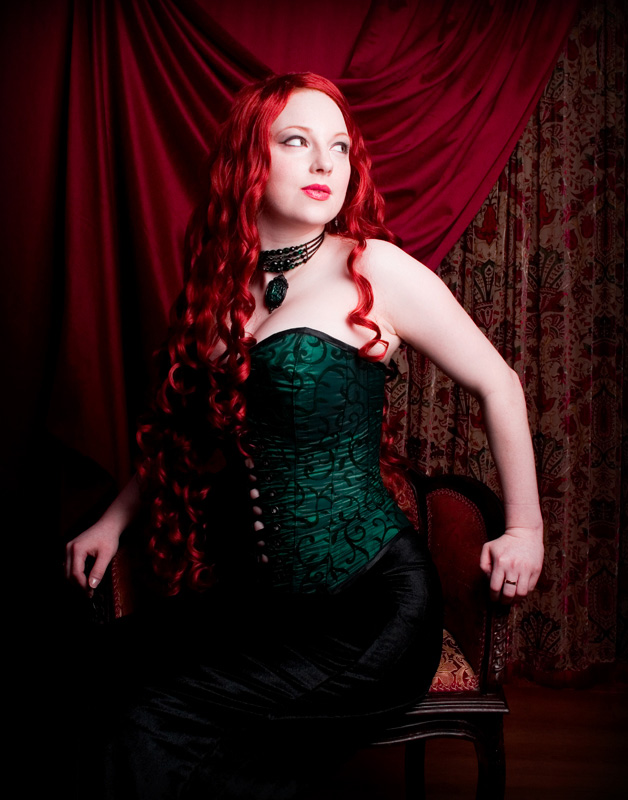 Female model photo shoot of Silk Orchid Corsetry and ________________ by Kate OBrien Creative, makeup by Francesca Mamone