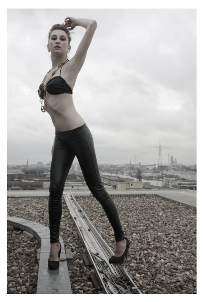 Female model photo shoot of Lylya Mazinova in roof