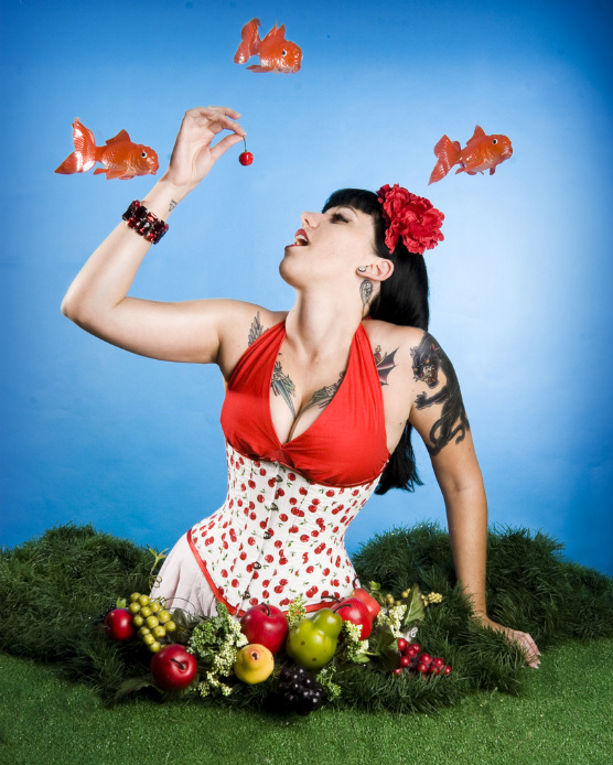 Female model photo shoot of Silk Orchid Corsetry and Bettie Butcher by Kate OBrien Creative