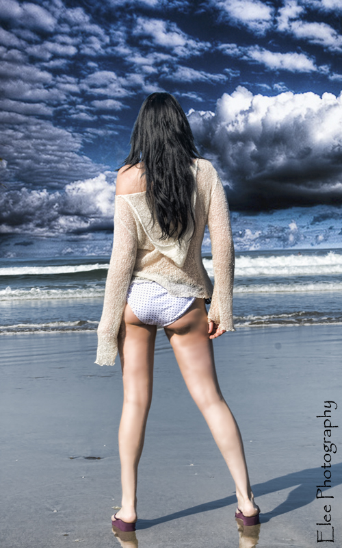 Female model photo shoot of Lady JinX by Elee Photography in Mission Beach