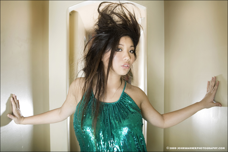 Female model photo shoot of - glitter - by John Warner, hair styled by Jason Becker