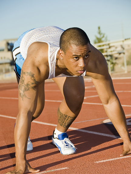 Male model photo shoot of DraeMoon by Don Tinling Photography in Las Vegas, NV (UNLV Track Field)