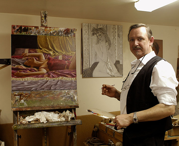 Male model photo shoot of John Silver Fine Arts in My studio