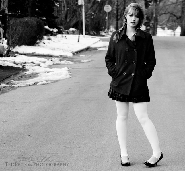 Female model photo shoot of Chelsea-Sarah by Ted Belton Photography in Road to a Cemetary in North York 