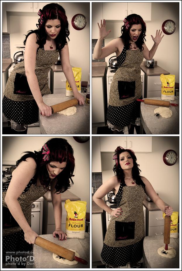 Female model photo shoot of Stef von Riot by Don Kittle in My transformed kitchen, makeup by Brittania Roe