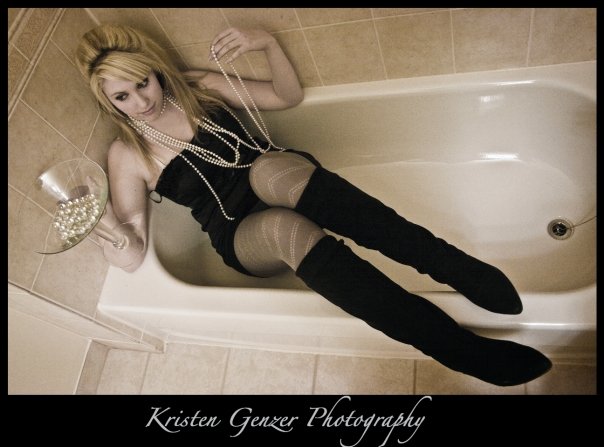 Female model photo shoot of kristen genzer in bekahs tub, lol