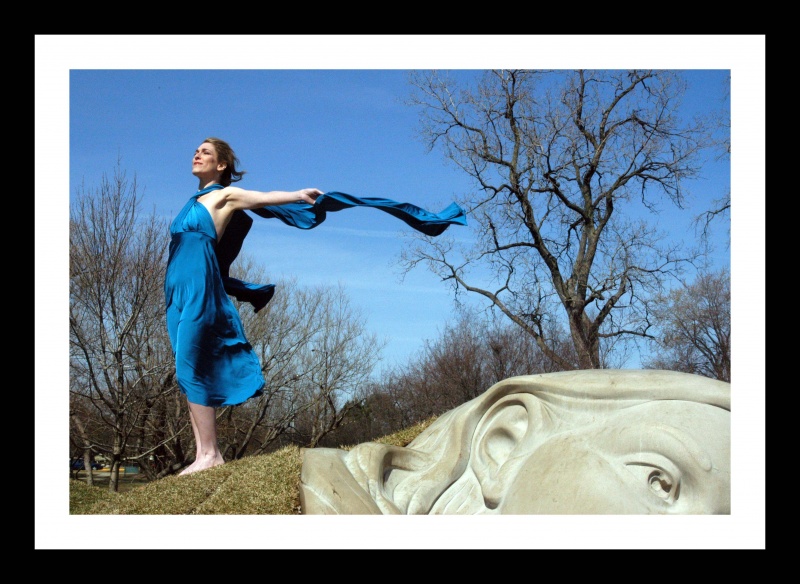 Female model photo shoot of Tania Murry in sculpture outdoors