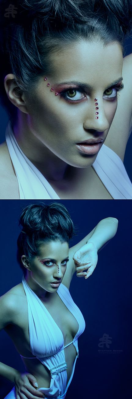 Female model photo shoot of Beautiful Makeup_Hair and Model Angelina by Stephen Akers in Todd's Studio