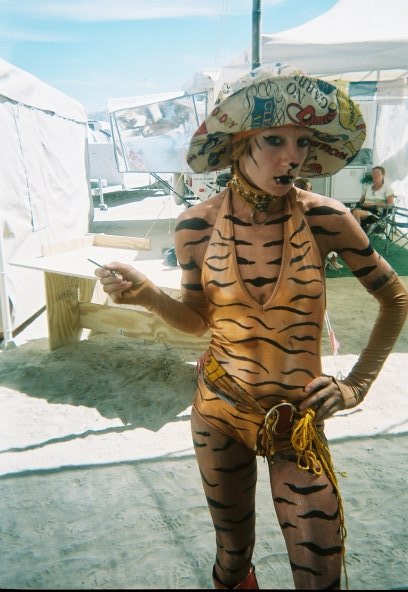 Female model photo shoot of Charon Nogues in Burningman