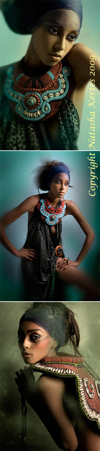 Female model photo shoot of SajataV by natasha kertes, makeup by Taryll Atkins, clothing designed by Natalia Jhete