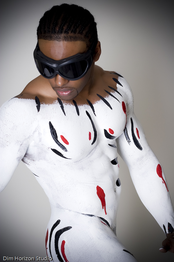 Male model photo shoot of Jmoreen by Dim Horizon Studio, body painted by invisible galleries