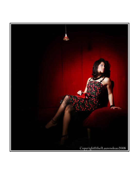 Female model photo shoot of ethel laurendeau in montreal LeBlanc resto