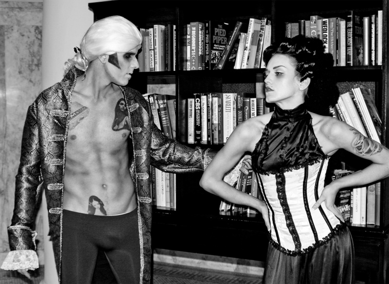 Male and Female model photo shoot of Austin Galante and Miss Tarah Lee in Hotel Library