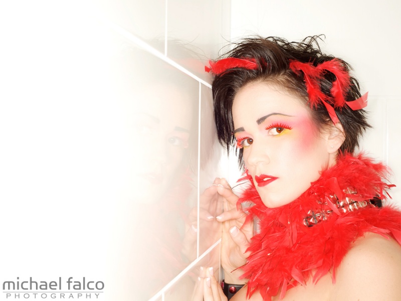Female model photo shoot of Angelrose by falco in Seattle, makeup by Amy Villainous MUA