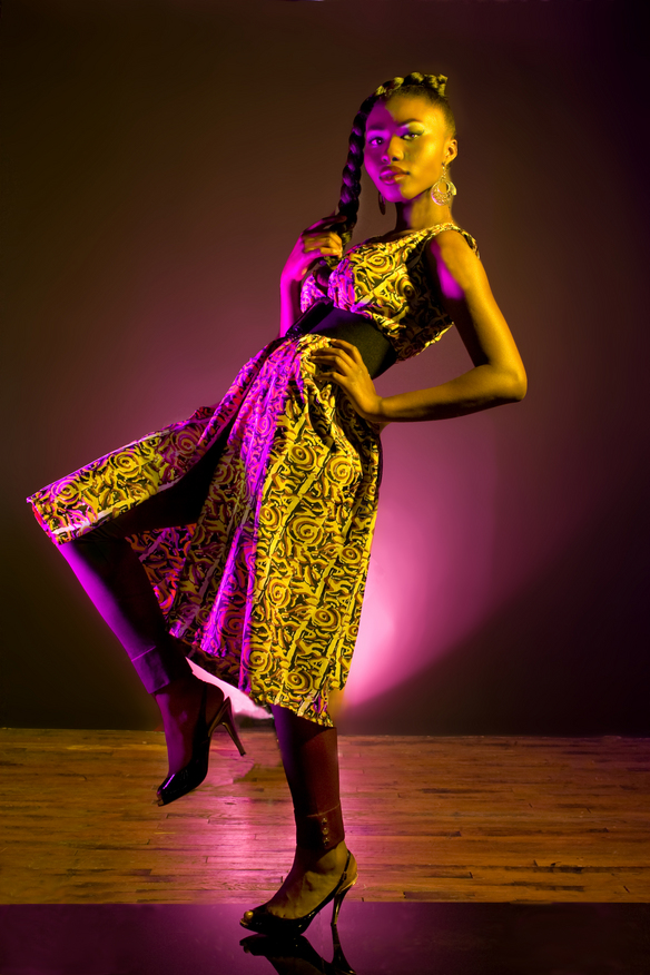 Female model photo shoot of ill-la-la designs and Priscilla Akosua Dwomoh by Rachel M Katz 