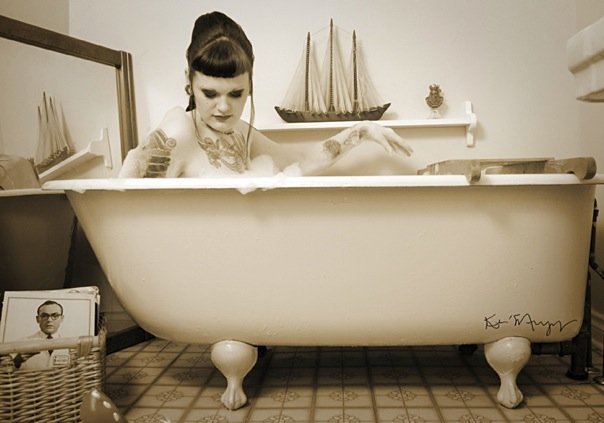 Female model photo shoot of lolli von pop in my bathroom