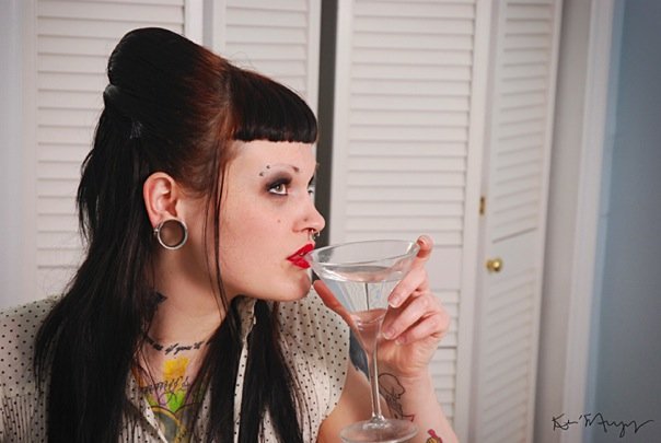 Female model photo shoot of lolli von pop in kitchen