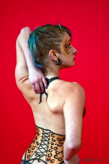 Female model photo shoot of S L I N K Y by MFV, body painted by CA Face and Body Art
