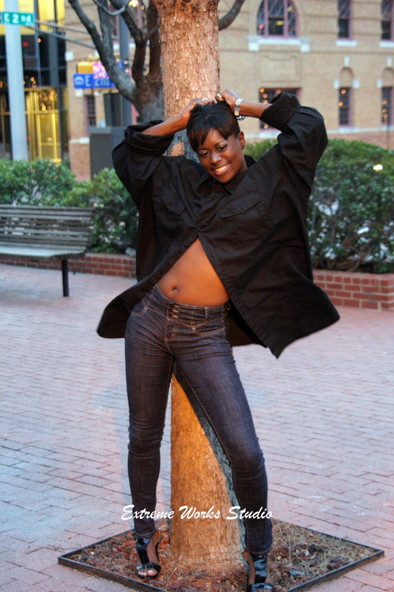 Female model photo shoot of L Thompson by Extreme Works Studio in Downtown Fort Worth