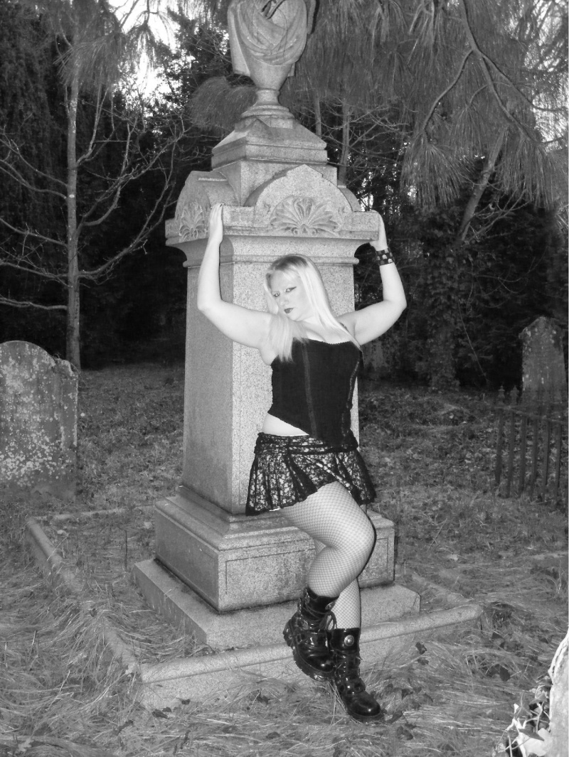 Female model photo shoot of Violet Dragua in Graveyard