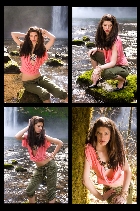 Female model photo shoot of -Janie- by Zen MM in Silver Creek Falls, OR, hair styled by Julie Ruckman, wardrobe styled by Styling by Shizu