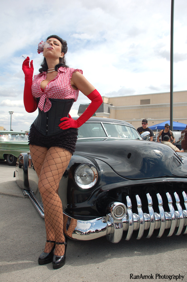 Female model photo shoot of Run-Amok Photography and Modell T in The Orleans Las Vegas Car Show at Viva Las Vegas