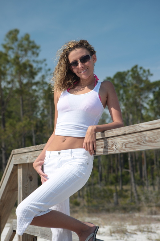 Female model photo shoot of Donna McDonald by aaronbelford in Lighthouse Beach at NAS Pensacola