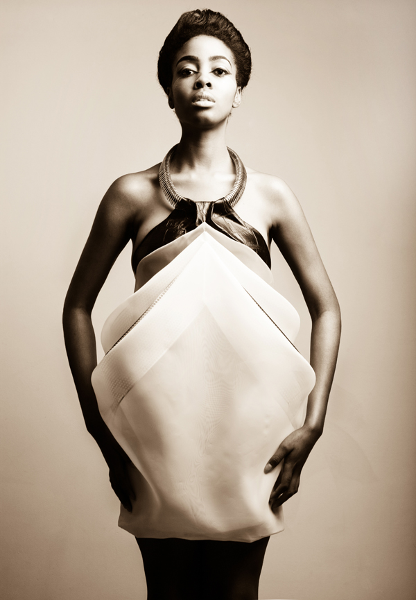 Female model photo shoot of Rochelle Elise, clothing designed by Lufeianna Wang