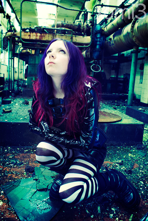 Female model photo shoot of Lumina Miseria by xomi3 in In a factory somewhere, clothing designed by Artifice Clothing