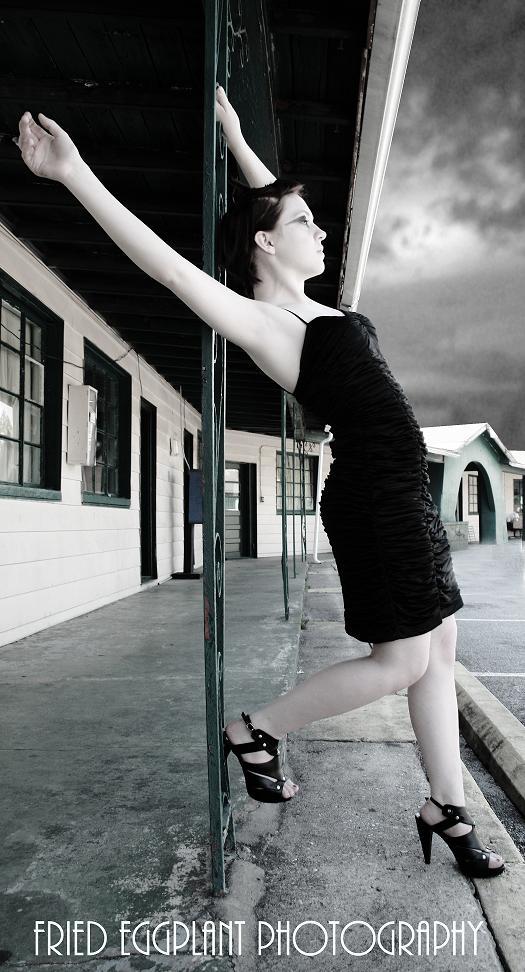 Female model photo shoot of devin elizabeth in run down motel in pheonix city AL
