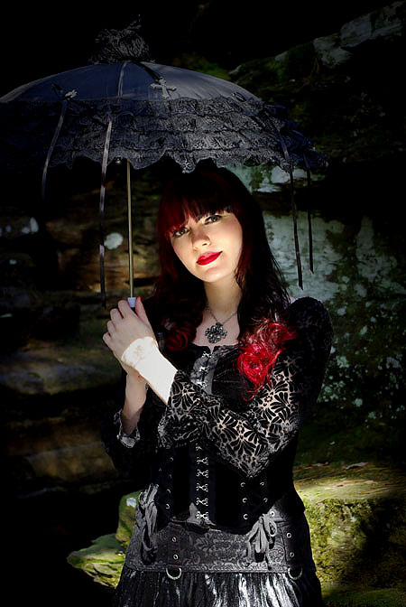 Female model photo shoot of Cemetery Doll by Backwoods Photography