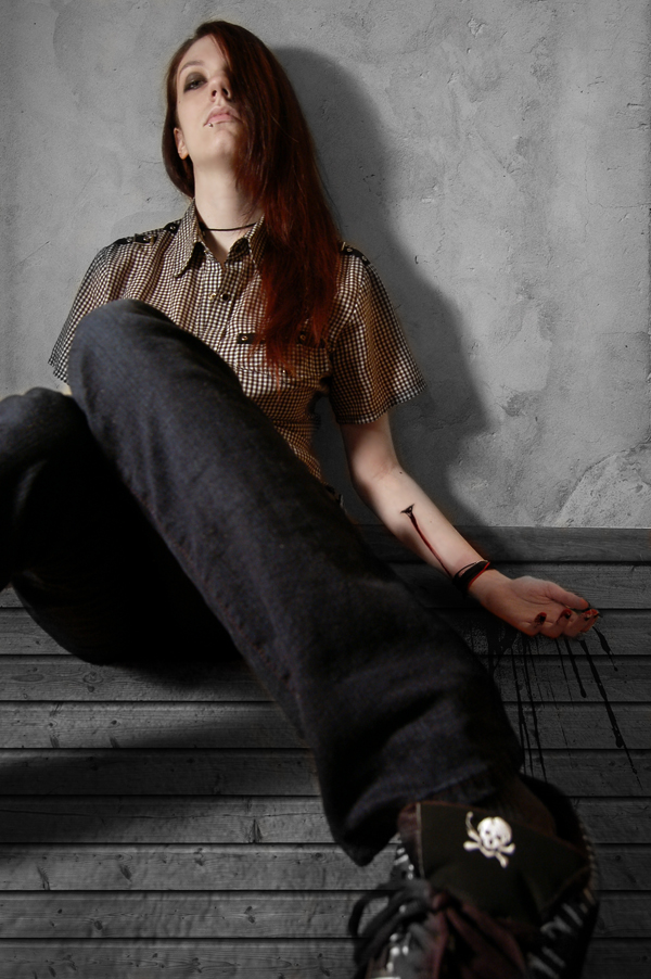 Female model photo shoot of AZombie by LancelotTheVampire in Hopkinton, MA, digital art by LTVPhotoshopWizard