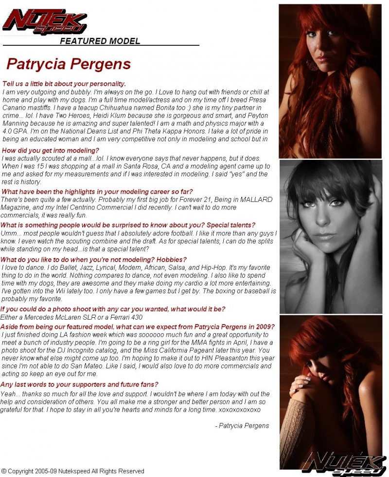 Female model photo shoot of Patrycia Pergens
