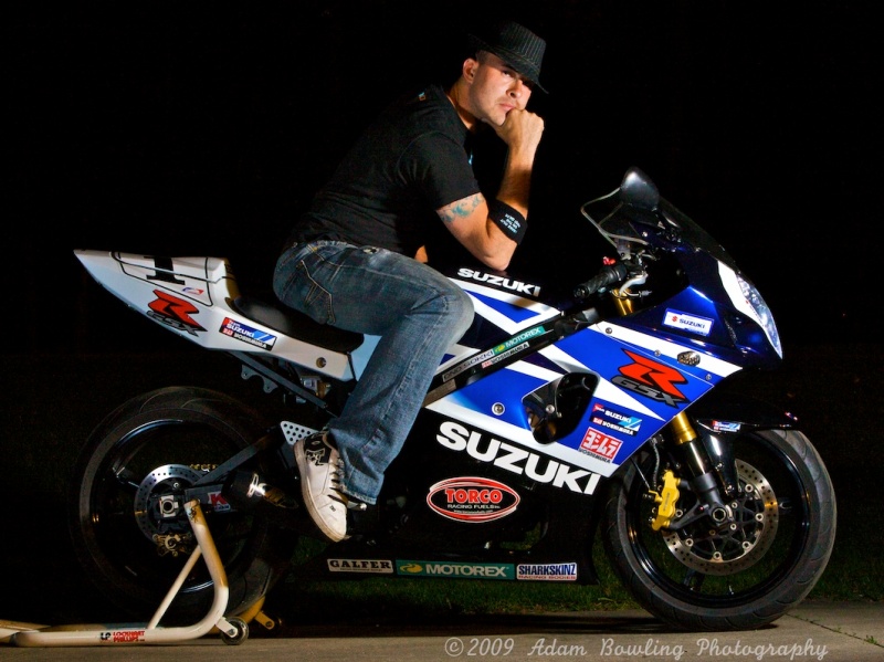 Male model photo shoot of Reckless Angels in On a Gsxr 1000