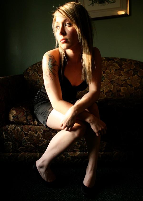 Female model photo shoot of Stoneyy by Dave Lamarand in On a couch in Michigan