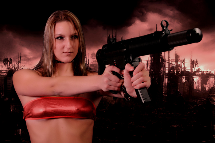 Female model photo shoot of Bestie Kristy by OH Photography in Universal Weapons