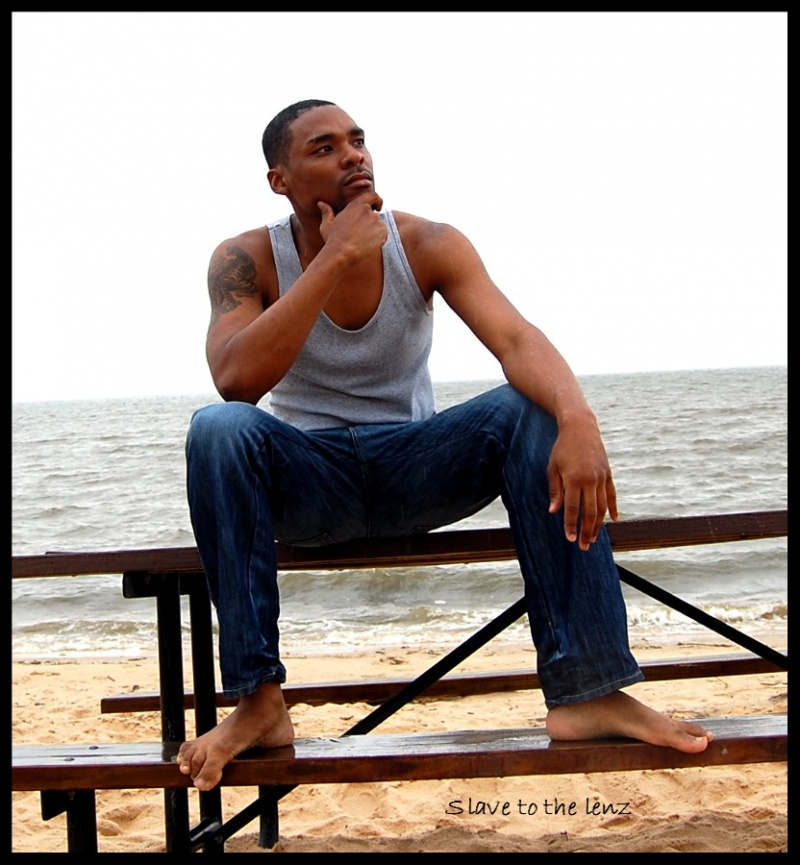 Male model photo shoot of L Riggz by Slave To The Lenz in By the water
