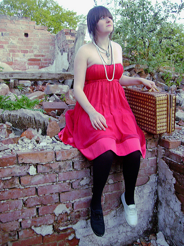 Female model photo shoot of Iggie in ruined house