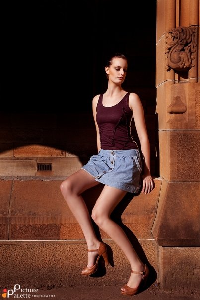 Female model photo shoot of stace deller in Sydney University, clothing designed by Pikabui