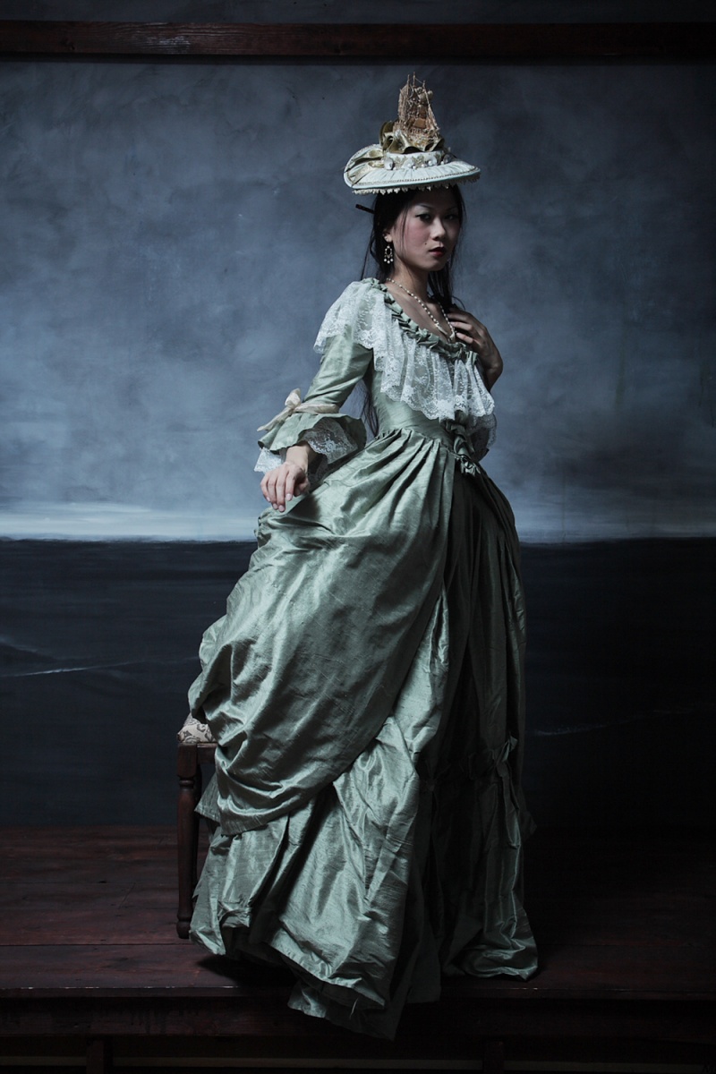 Female model photo shoot of Topsy Turvy Design and Shien Lee in New York, clothing designed by mrslovettstailor