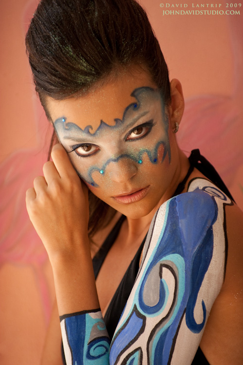 Female model photo shoot of Body Painting By Amanda and Val N by John David Studio  in Lani Kai/Ft. Myers Beach, makeup by Barbie Mercedes HMUA
